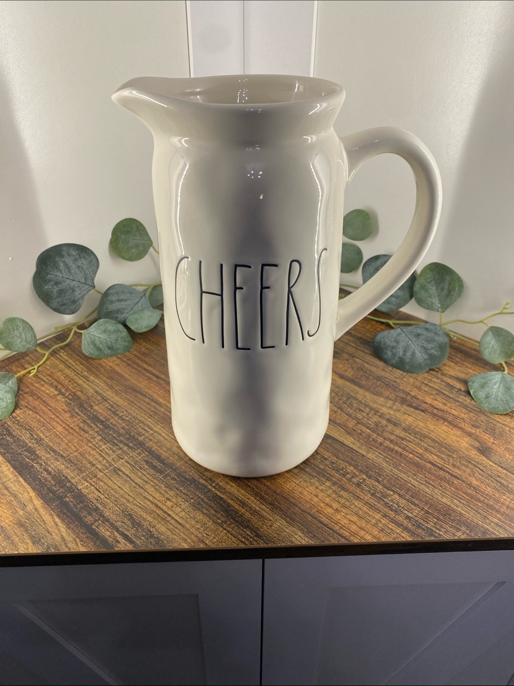 Rae Dunn White Ceramic cheers pitcher